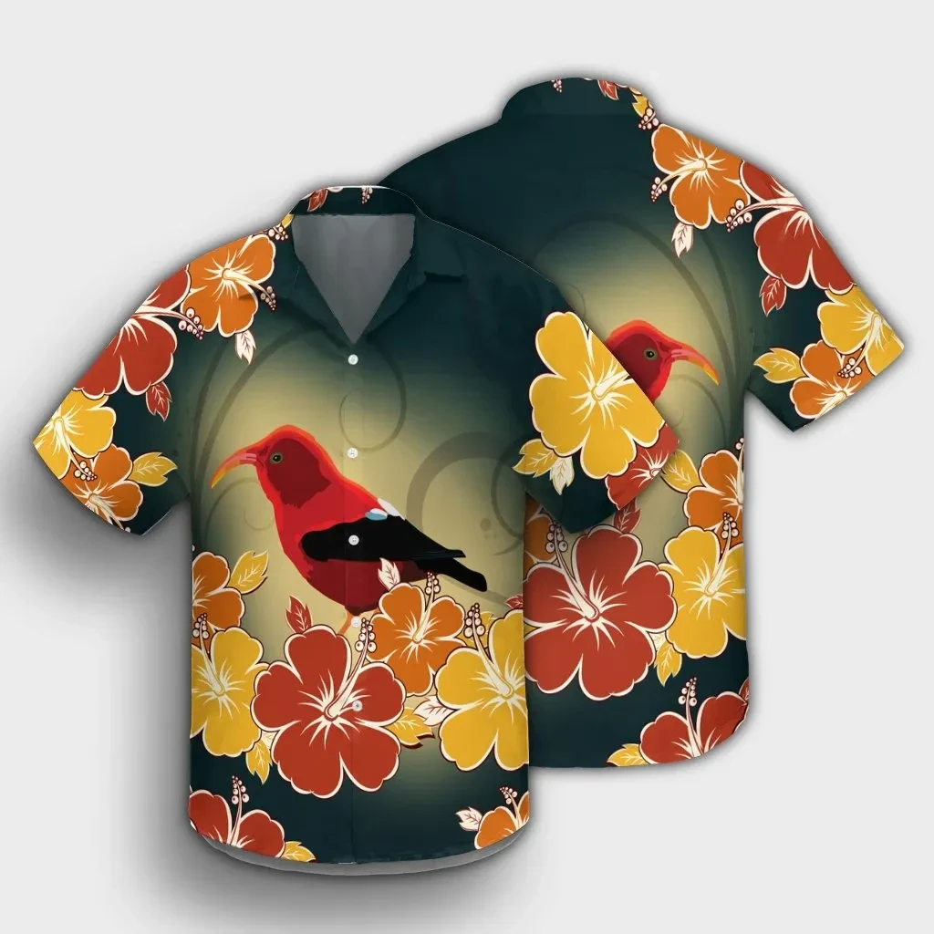 Hawaii Honeycreeper Hibiscus Hawaiian Shirt - AH - JR - AmericansPower