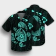 Hawaiian Map Turtle Ohana Hibicus Polynesian Hawaiian Shirt - Turquoise - AH - J6R - AmericansPower
