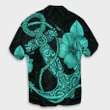 Hawaiian Anchor Poly Tribal Hibiscus Polynesian Hawaiian Shirt Turquoise - AH - JR - AmericansPower