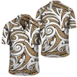 AmericansPower Shirt - Polynesian Maori Ethnic Ornament Gold Hawaiian Shirt