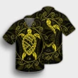 Hawaiian Map Turtle Wave Polynesian Hawaiian Shirt Yellow - AH - J4R - AmericansPower
