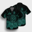 Hawaiian Map Turtle Hibiscus Polynesian Hawaiian Shirt - Turquoise - AH - J4R - AmericansPower
