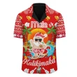 Hawaii Mele Kalikimaka Santa Claus Pattern Christmas Hawaiian Shirt - Red - Labo Style