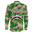 AmericansPower Clothing - (Custom) AKA Full Camo Shark Long Sleeve Button Shirt A7 | AmericansPower