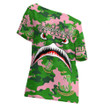 AmericansPower Clothing - (Custom) AKA Full Camo Shark Off Shoulder T-Shirt A7 | AmericansPower