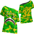 AmericansPower Clothing - Chi Eta Phi Full Camo Shark Off Shoulder T-Shirt A7 | AmericansPower