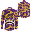AmericansPower Clothing - Omega Psi Phi Full Camo Shark Long Sleeve Button Shirt A7 | AmericansPower