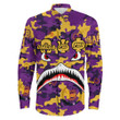 AmericansPower Clothing - Omega Psi Phi Full Camo Shark Long Sleeve Button Shirt A7 | AmericansPower