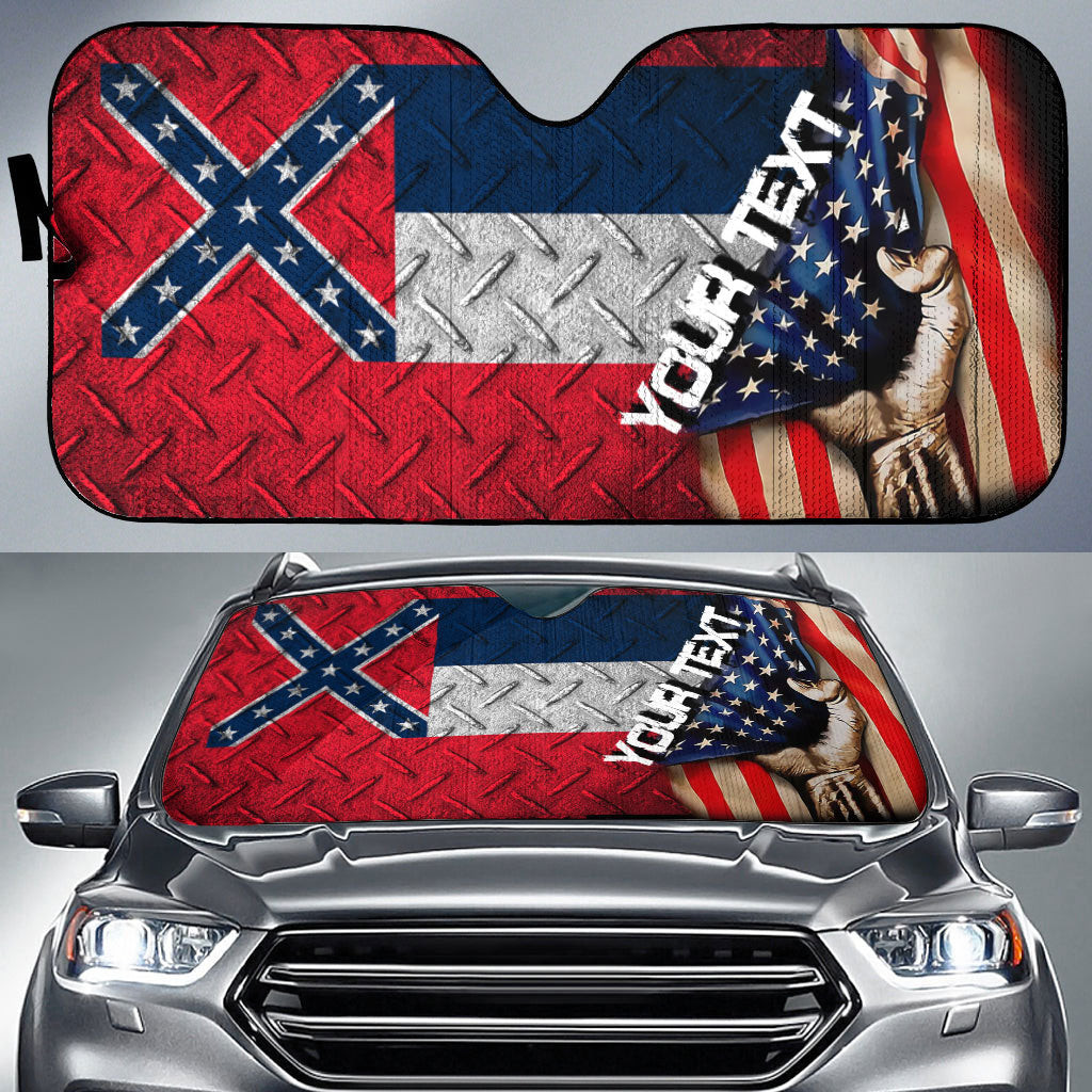 America Flag Of Mississippi 1894 1996 Car Auto Sun Shade - America is a Part My Soul A7 | AmericansPower