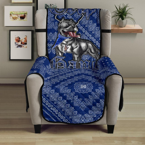 Crips Gang Bulldog 23" Chair Sofa Protector - Blue Paisley A31