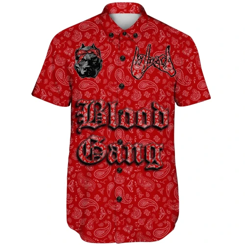 (Custom) Blood Gang Short Sleeve Shirt Red Bandana A31