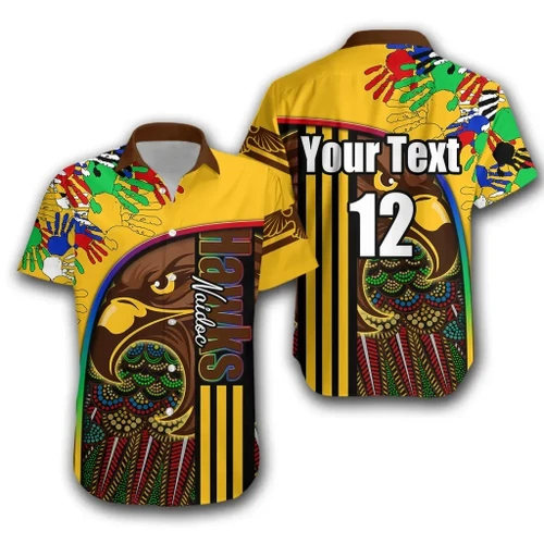 (Custom Personalised) Pride Hawks Hawaiian Shirt Hawthorn Naidoc Week Aboriginal Version Special TH12