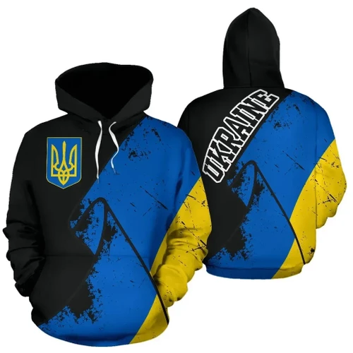 Ukraine Special Grunge Flag Pullover Hoodie A02