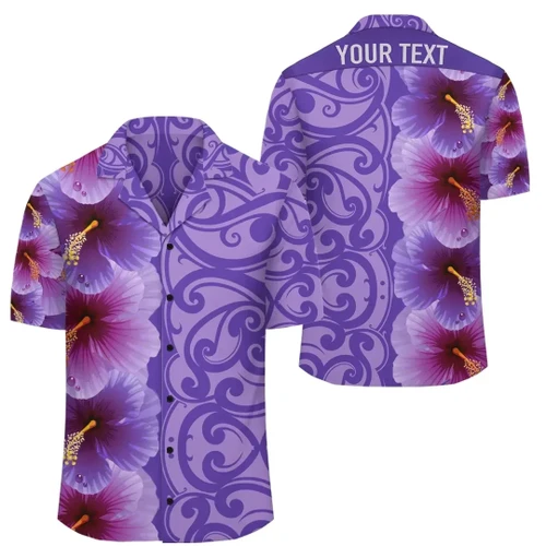 AmericansPower Shirt - Personalized Hibiscus Flowers Polynesian - Hawaiian Shirt - Purple - Curtis Style - AH - J2
