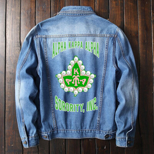 Getteestore Jacket - Alpha Kappa Alpha Ivy Leaf Denim Jacket A31
