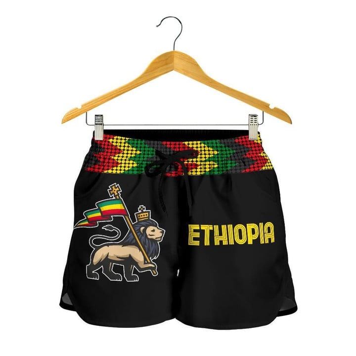 Ethiopia Shorts Rasta Round Pattern Black A10