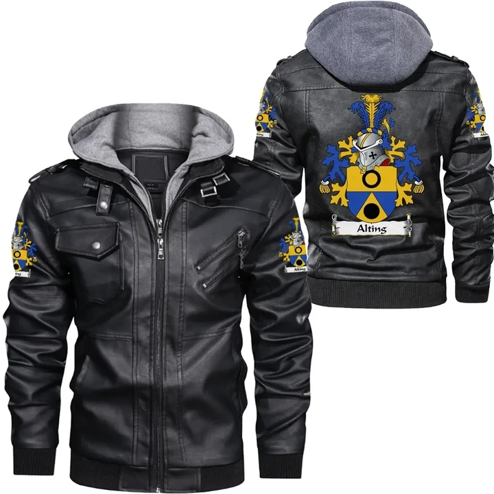 Alting Netherlands Family Crest Zipper Leather Jacket - Dutch Family Crest A7