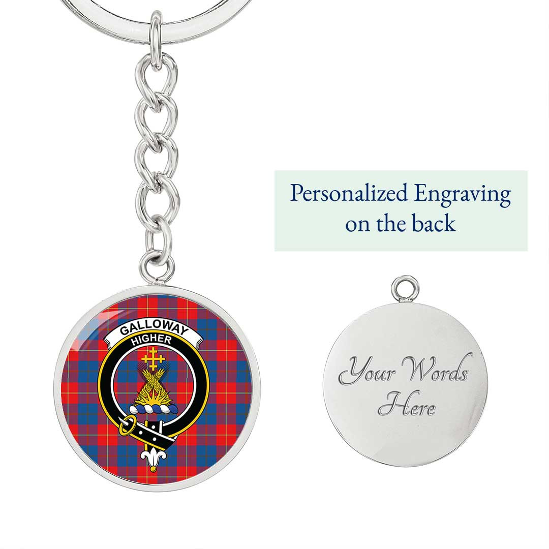 AmericansPower Jewelry - Galloway Red Clan Tartan Crest Circle Pendant with Keychain Attachment A7 |  AmericansPower