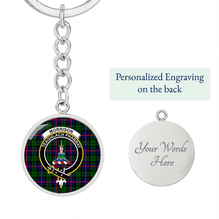 AmericansPower Jewelry - Morrison Modern Clan Tartan Crest Circle Pendant with Keychain Attachment A7 |  AmericansPower