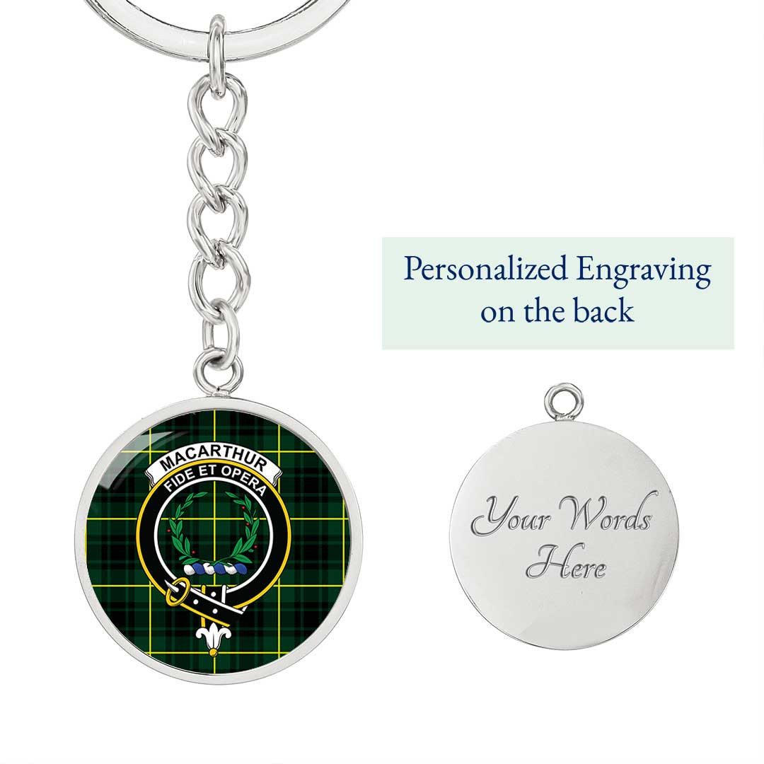 AmericansPower Jewelry - MacArthur Modern Clan Tartan Crest Circle Pendant with Keychain Attachment A7 |  AmericansPower