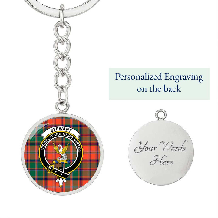 AmericansPower Jewelry - Stewart of Appin Ancient Clan Tartan Crest Circle Pendant with Keychain Attachment A7 |  AmericansPower