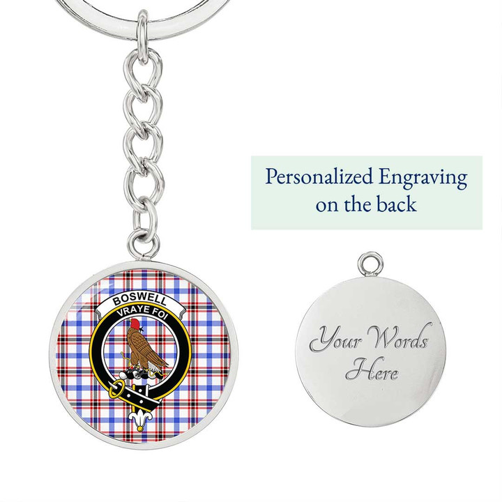 AmericansPower Jewelry - Boswell Modern Clan Tartan Crest Circle Pendant with Keychain Attachment A7 |  AmericansPower