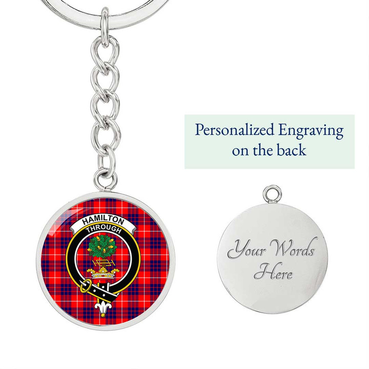 AmericansPower Jewelry - Hamilton Modern Clan Tartan Crest Circle Pendant with Keychain Attachment A7 |  AmericansPower