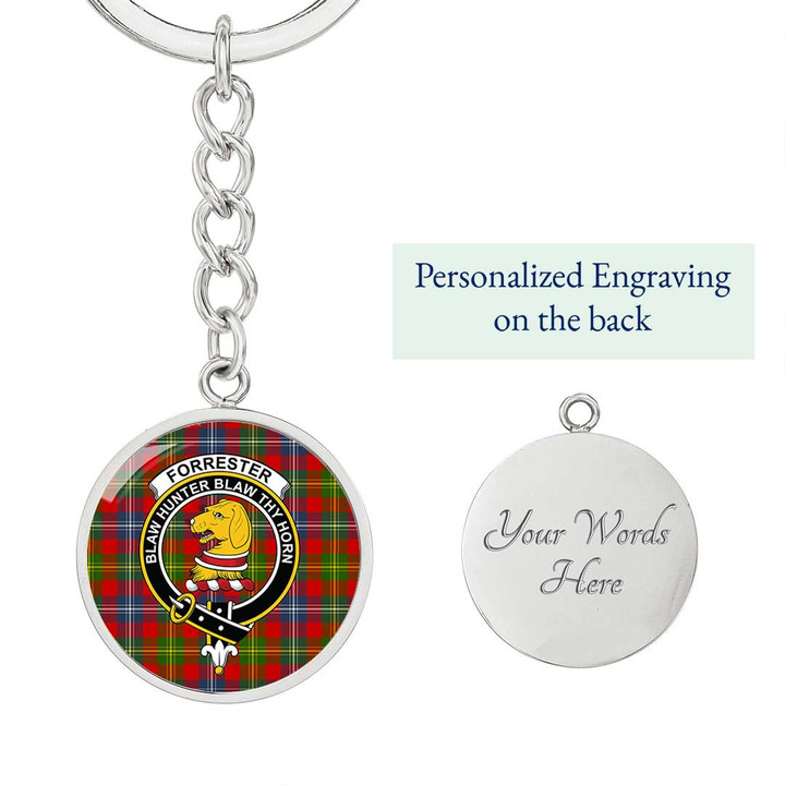 AmericansPower Jewelry - Forrester Clan Tartan Crest Circle Pendant with Keychain Attachment A7 |  AmericansPower