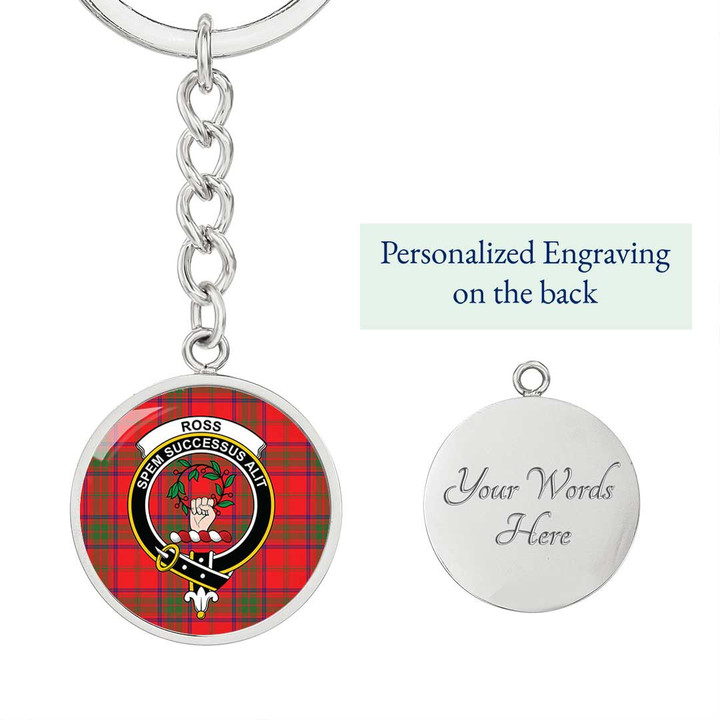 AmericansPower Jewelry - Ross Modern Clan Tartan Crest Circle Pendant with Keychain Attachment A7 |  AmericansPower