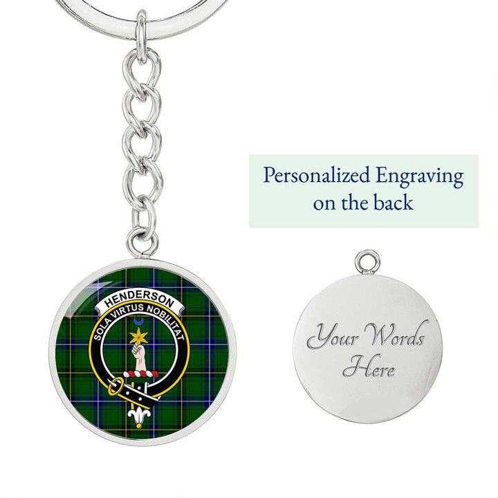 AmericansPower Jewelry - Henderson Modern Clan Tartan Crest Circle Pendant with Keychain Attachment A7 |  AmericansPower