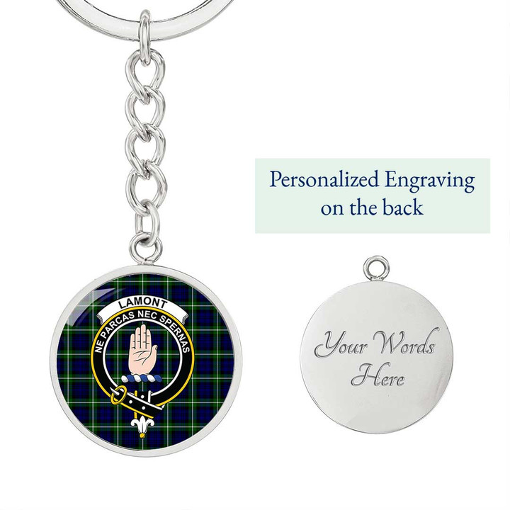 AmericansPower Jewelry - Lamont Modern Clan Tartan Crest Circle Pendant with Keychain Attachment A7 |  AmericansPower