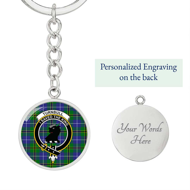 AmericansPower Jewelry - Turnbull Hunting Clan Tartan Crest Circle Pendant with Keychain Attachment A7 |  AmericansPower