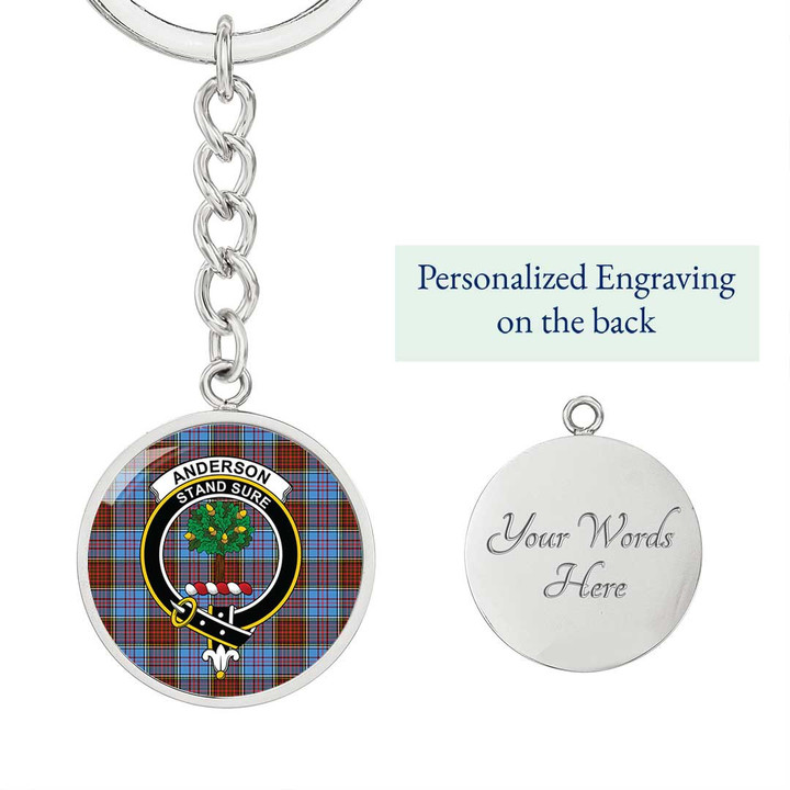 AmericansPower Jewelry - Anderson Modern Clan Tartan Crest Circle Pendant with Keychain Attachment A7 |  AmericansPower