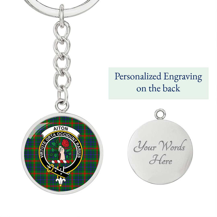 AmericansPower Jewelry - Aiton Clan Tartan Crest Circle Pendant with Keychain Attachment A7 |  AmericansPower