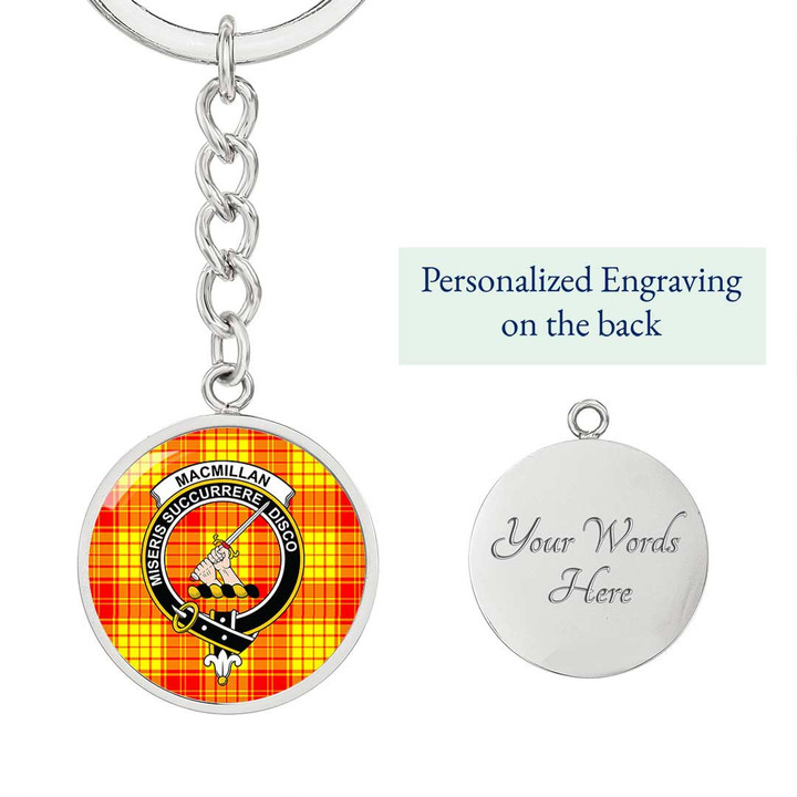 AmericansPower Jewelry - MacMillan Clan Clan Tartan Crest Circle Pendant with Keychain Attachment A7 |  AmericansPower