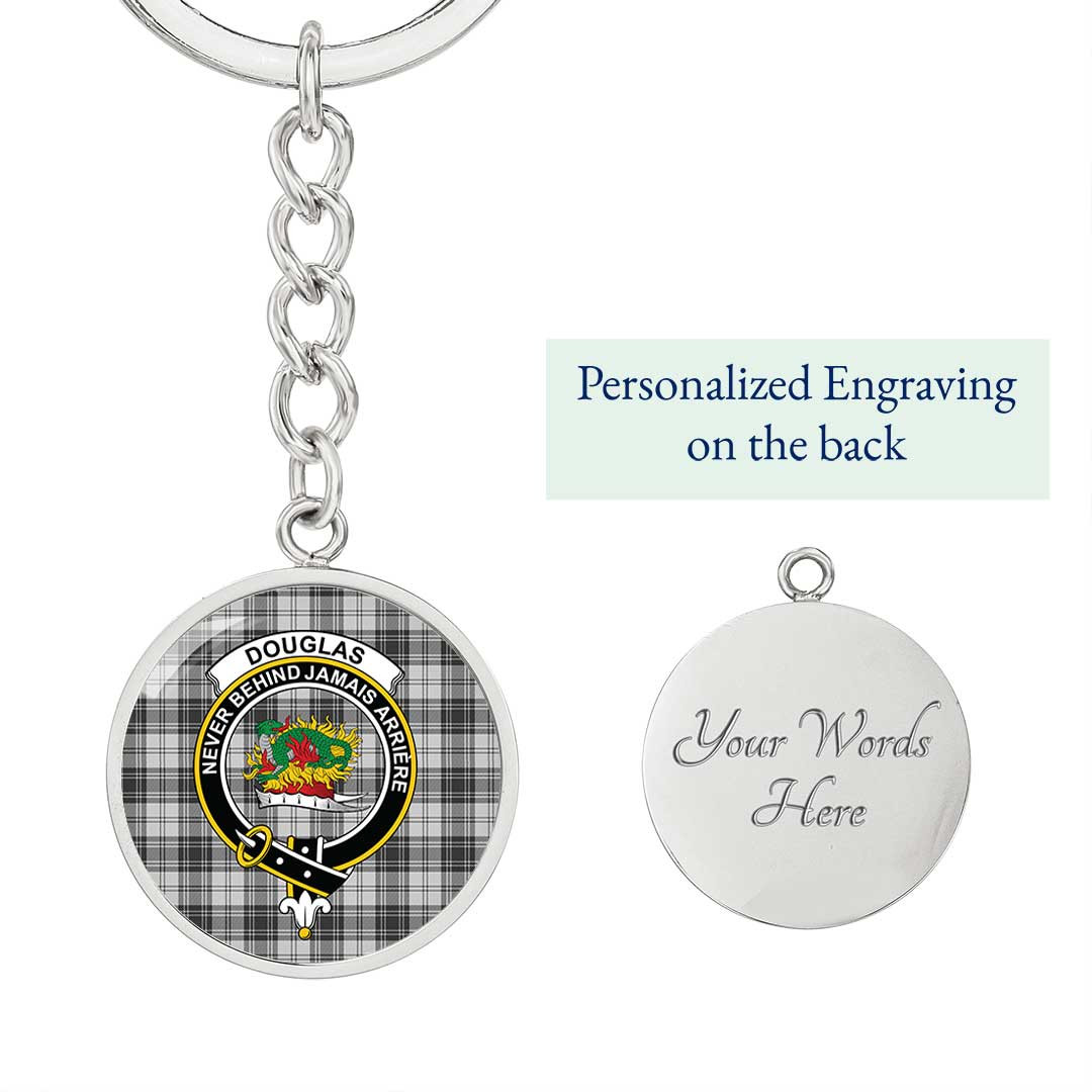 AmericansPower Jewelry - Douglas Grey Modern Clan Tartan Crest Circle Pendant with Keychain Attachment A7 |  AmericansPower