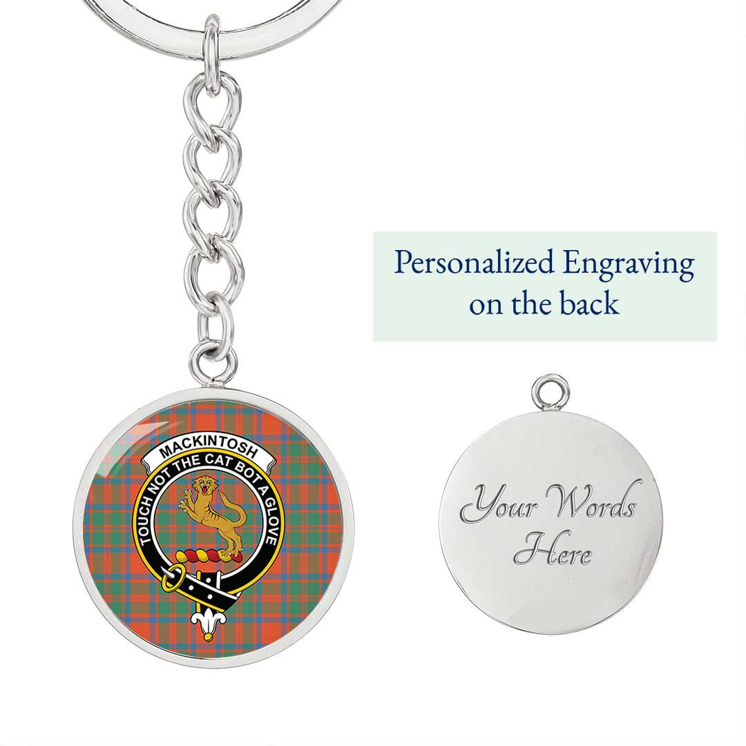 AmericansPower Jewelry - MacKintosh Ancient Clan Tartan Crest Circle Pendant with Keychain Attachment A7 |  AmericansPower