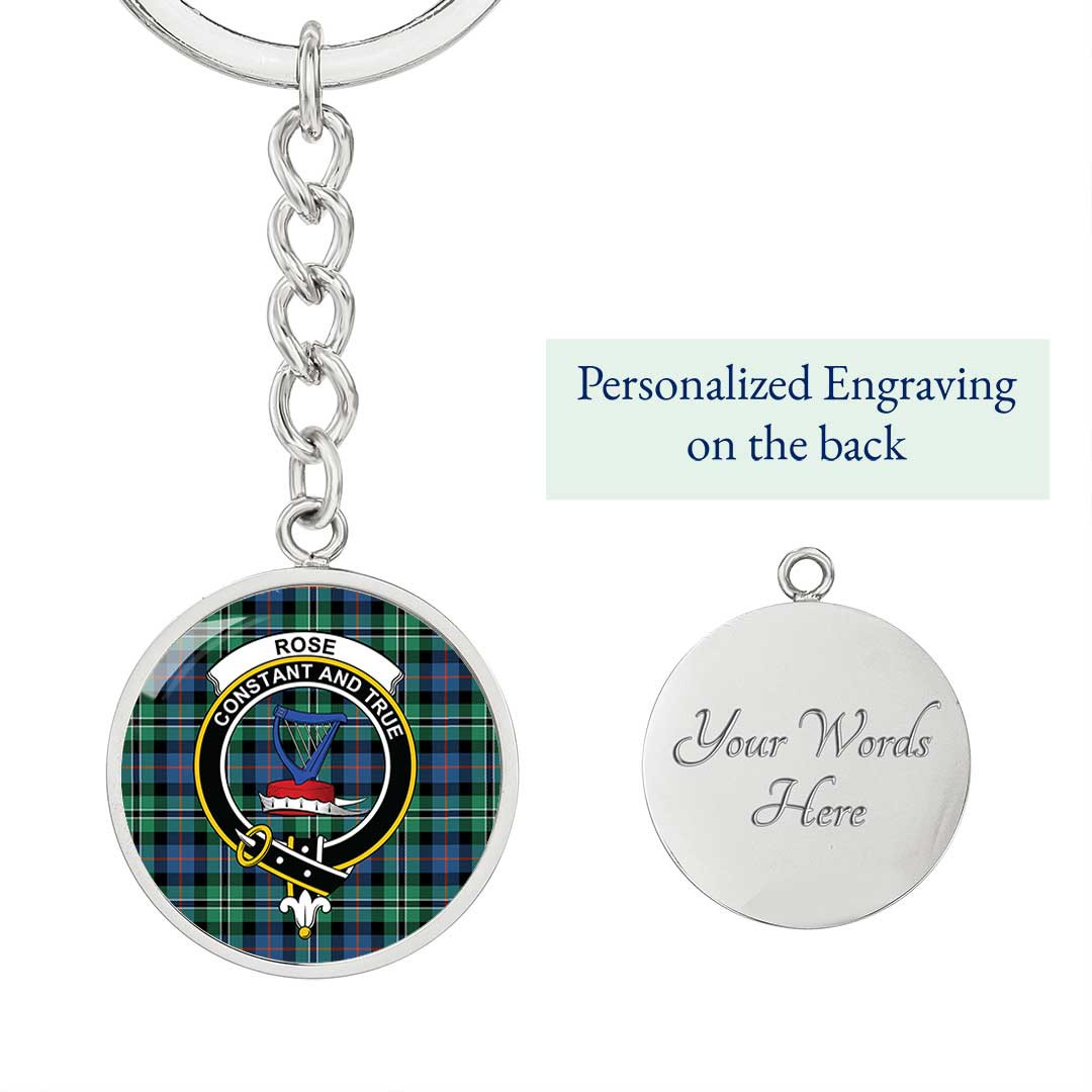 AmericansPower Jewelry - Rose Hunting Ancient Clan Tartan Crest Circle Pendant with Keychain Attachment A7 |  AmericansPower