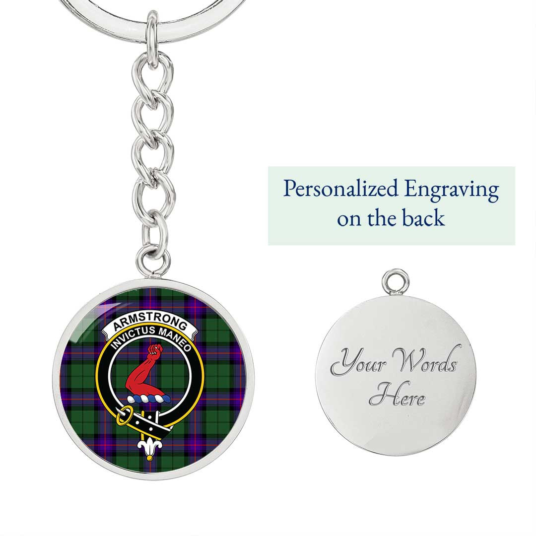AmericansPower Jewelry - Armstrong Modern Clan Tartan Crest Circle Pendant with Keychain Attachment A7 |  AmericansPower