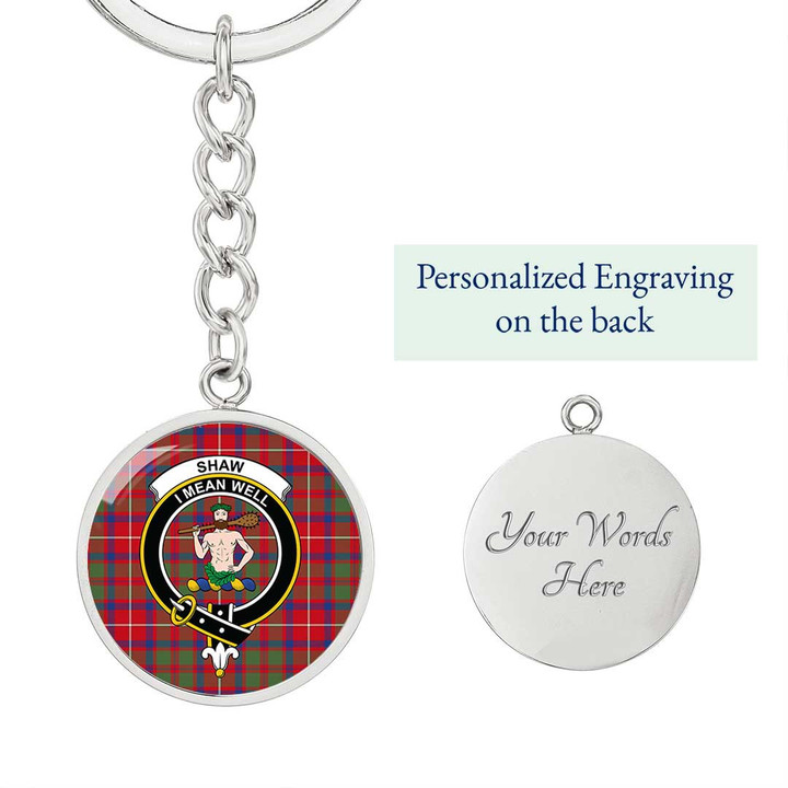 AmericansPower Jewelry - Shaw Red Modern Clan Tartan Crest Circle Pendant with Keychain Attachment A7 |  AmericansPower