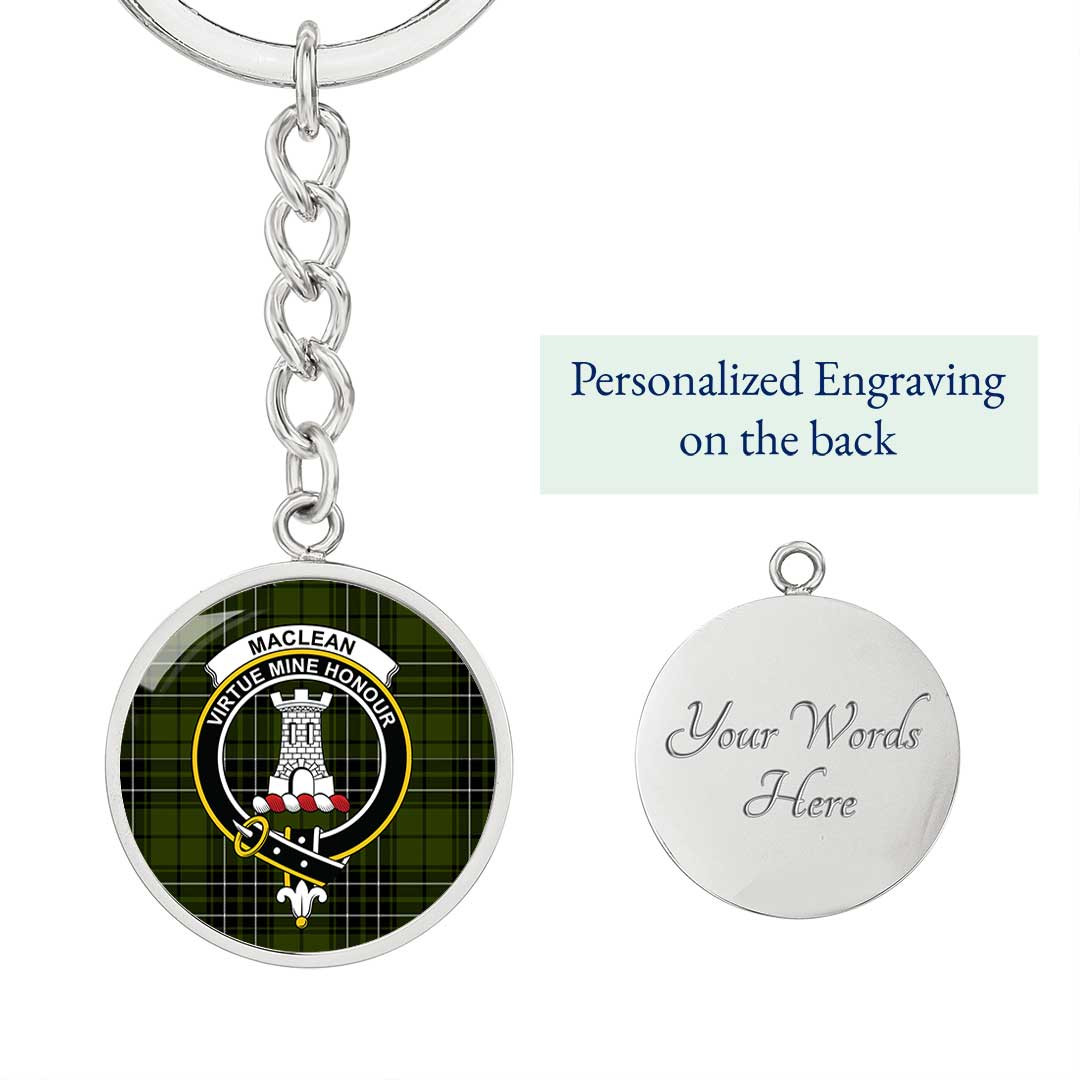 AmericansPower Jewelry - MacLean Hunting Ancient Clan Tartan Crest Circle Pendant with Keychain Attachment A7 |  AmericansPower