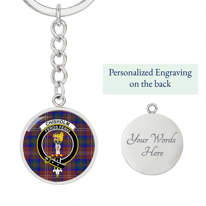AmericansPower Jewelry - Chisholm Hunting Modern Clan Tartan Crest Circle Pendant with Keychain Attachment A7 |  AmericansPower