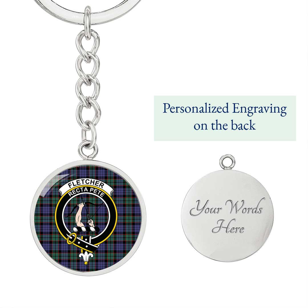 AmericansPower Jewelry - Fletcher Modern Clan Tartan Crest Circle Pendant with Keychain Attachment A7 |  AmericansPower