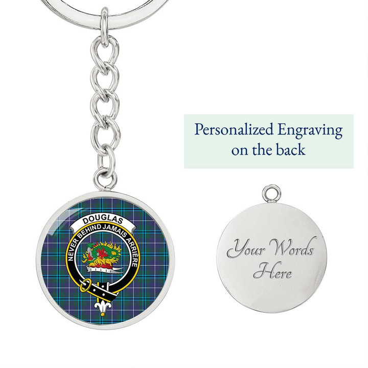 AmericansPower Jewelry - Douglas Modern Clan Tartan Crest Circle Pendant with Keychain Attachment A7 |  AmericansPower