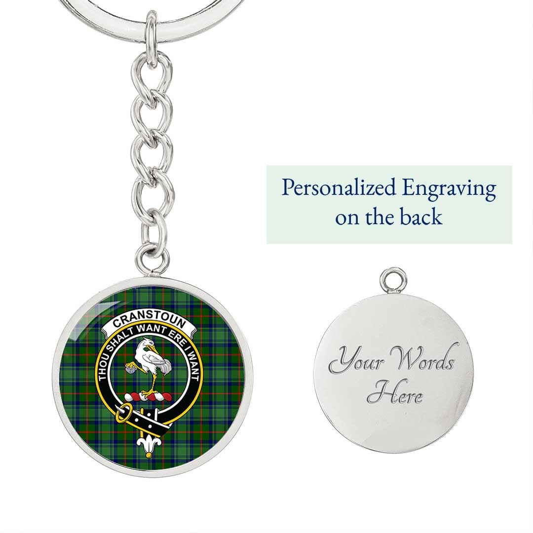AmericansPower Jewelry - Cranstoun Clan Tartan Crest Circle Pendant with Keychain Attachment A7 |  AmericansPower