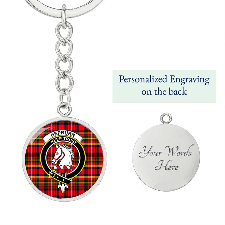 AmericansPower Jewelry - Hepburn Clan Tartan Crest Circle Pendant with Keychain Attachment A7 |  AmericansPower