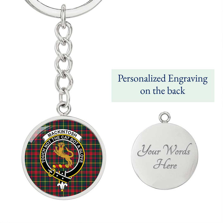 AmericansPower Jewelry - MacKintosh Hunting Modern Clan Tartan Crest Circle Pendant with Keychain Attachment A7 |  AmericansPower