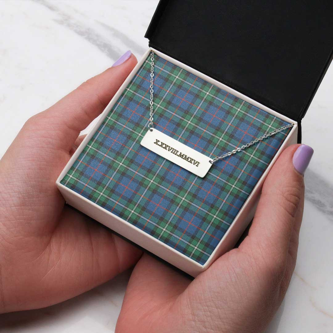 AmericansPower Jewelry - Macphail Hunting Ancient Tartan Coordinates Horizontal Bar Necklace A7 | AmericansPower