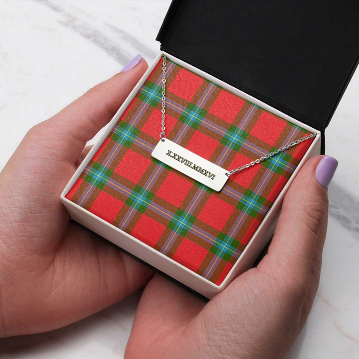 AmericansPower Jewelry - Maclaine Of Loch Buie Hunting Ancient Tartan Coordinates Horizontal Bar Necklace A7 | AmericansPower