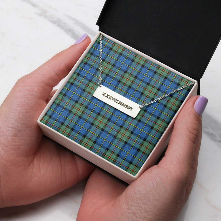 AmericansPower Jewelry - Macleod Of Harris Ancient Tartan Coordinates Horizontal Bar Necklace A7 | AmericansPower